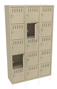 Tennsco (BS5-121212-C) 5 High Box Locker - Three Wide, No Legs (Assembled) - BS5-121212-C
