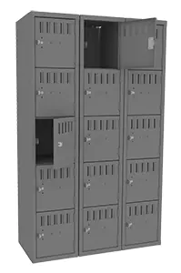 Tennsco (BS5-121512-C) 5 High Box Locker - Three Wide, No Legs (Assembled) - BS5-121512-C