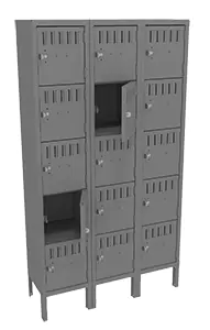 Tennsco (BS5-121212-3) 5 High Box Locker - Three Wide With Legs (Assembled) - BS5-121212-3