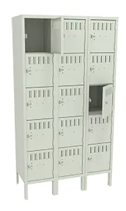 Tennsco (BS5-121512-3) 5 High Box Locker - Three Wide With Legs (Assembled) - BS5-121512-3