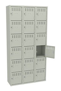Tennsco (BS6-121212-C) 6 High Box Locker - Three Wide, No Legs (Assembled) - BS6-121212-C