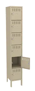 Tennsco (BK6-121512-1) 6 High Box Locker - One Wide With Legs (Unassembled) - BK6-121512-1