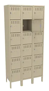 Tennsco (BK6-121512-3) 6 High Box Locker - Three Wide With Legs (Unassembled) - BK6-121512-3