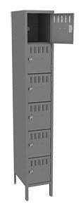 Tennsco (BS6-121812-1) 6 High Box Locker - One Wide With Legs (Assembled) - BS6-121812-1