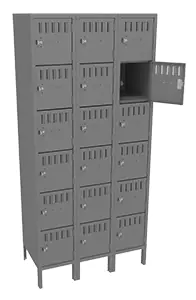 Tennsco (BK6-121812-3) 6 High Box Locker - Three Wide With Legs (Unassembled) - BK6-121812-3