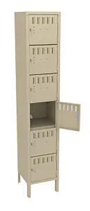 Tennsco (BK6-151512-1) 6 High Box Locker - One Wide With Legs (Unassembled) - BK6-151512-1