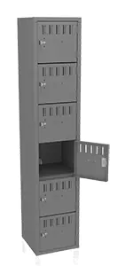 Tennsco (BK6-151512-A) 6 High Box Locker - One Wide, No Legs (Unassembled) - BK6-151512-A