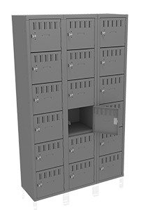 Tennsco (BS6-151512-C) 6 High Box Locker - Three  Wide, No Legs (Assembled) - BS6-151512-C