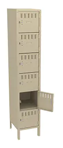 Tennsco (BK6-151812-1) 6 High Box Locker - One Wide With Legs (Unassembled) - BK6-151812-1