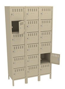 Tennsco (BS6-151812-3) 6 High Box Locker - Three Wide With Legs (Assembled) - BS6-151812-3