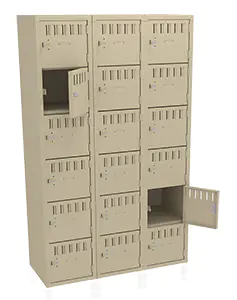 Tennsco (BK6-151812-C) 6 High Box Locker - Three Wide, No Legs (Unassembled) - BK6-151812-C