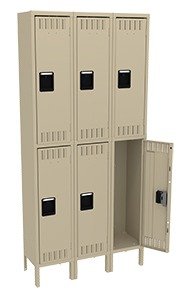 Tennsco (DTK-121236-3) Double Tier Locker - Three Wide With Legs (Unassembled) - DTK-121236-3