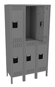Tennsco (DTK-121530-3) Double Tier Locker - Three Wide With Legs (Unassembled) - DTK-121530-3