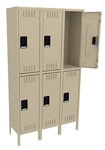 Tennsco (DTK-151536-3) Double Tier Locker - Three Wide With Legs (Unassembled) - DTK-151536-3