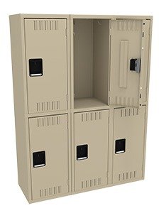 Tennsco (DTK-151530-C) Double Tier Locker - Three Wide, No Legs (Unassembled) - DTK-151530-C