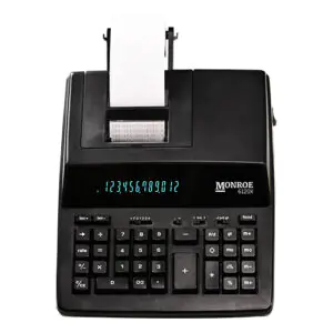 Monroe 6120X 12-Digit Print/Display Business Medium-Duty Calculator, In Black