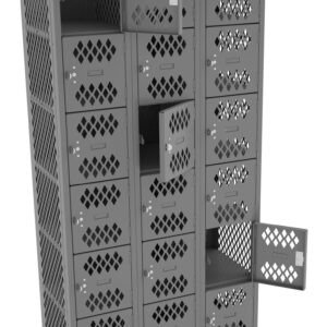 Tennsco (VBL6-1218-C) 6 High Ventilated Box 36"w x 18"d x 72"h Locker - Three Wide, No Legs (Assembled)- VBL6-1218-C