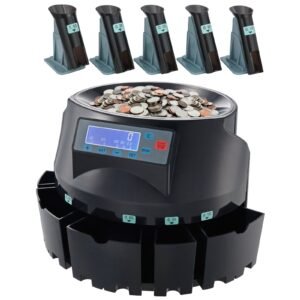 VEVOR 1550 USD Coin Sorter Coin Counter Wrapper and Roller 300 Coins/min LCD Display