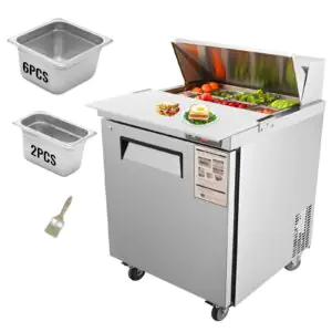 VEVOR- KSR-27B Sandwich Prep Table, 7.42 Cu. Ft. Salad Single-door Refrigerated Prep Table