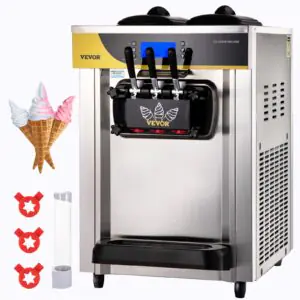 VEVOR BJH288SR1B-Z Commercial Ice Cream Maker, 22-30L/H Yield, 2200W, Silver