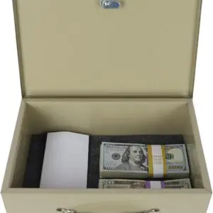 MMF  Industries 221614003 STEELMASTER Fire-Retardant Steel Security Chest with Key Lock | Tan