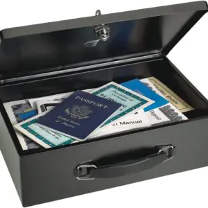 MMF Industries 2216140BP04 STEELMASTER Fire-Retardant Steel Security Chest with Key Lock | Black