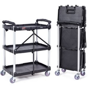 VEVOR JY-UCO2C Foldable Utility Service Cart 3 Shelf 165LBS