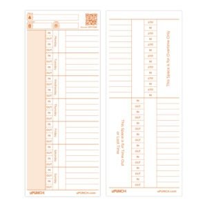 uPunch Time Cards for CR1000 Digital Time Clock & Date Stamp