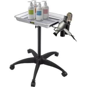 VEVOR KMS-611 Mayo Stand Medical Tray, Height Adjustable Stainless Steel Salon Tray Easy Assemble Tattoo Cart Lab Tray with 2 Cups & 1 Metal Ring for SPA Clinic Personal Care Lab Hospital Dentistry, Silver