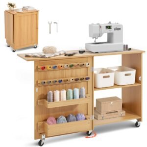 VEVOR HL20240801 Folding Sewing Table with Lockable Wheels