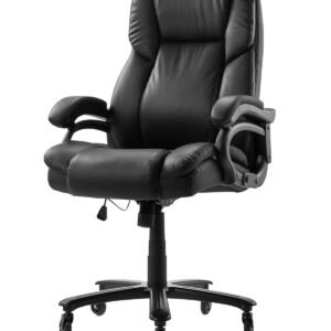VEVOR HC-2851 Executive Office Chair, 500lbs Capacity with Adjustable Lumbar Support, High Back PU Leather Office Chair Ergonomic for Back Pain, Black
