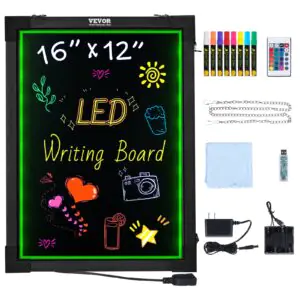 VEVOR A34 Wall-mounted 3040 LED Message Writing Board, 16"x12" Illuminated Erasable Lighted Chalkboard, Neon Effect Menu Sign Board, Drawing Board with 8 Fluorescent Chalk Markers and Remote Control, for Home Wedding Shop