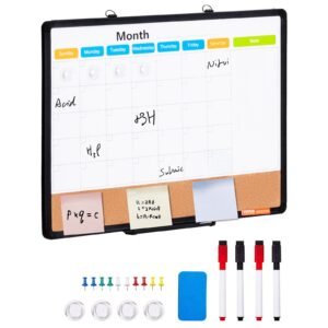 VEVOR A210-1824CPW Cork Board for Walls, Double-Sided Cork 24" x 18" Bulletin Board Vision Board, Push Pin Board with Framed for Office Home and School