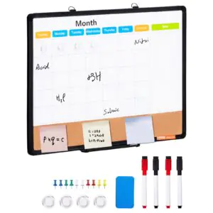 VEVOR A210-1824CPW Cork Board for Walls, Double-Sided Cork 24" x 18" Bulletin Board Vision Board, Push Pin Board with Framed for Office Home and School