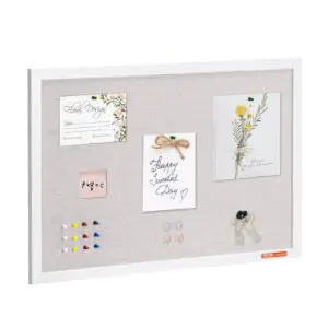 VEVOR MPL-2030 30"x20" White Cork Board with Linen Surface – Stylish Wall-Mounted Bulletin Board for Home, School, Office – Elegant & Functional Noticeboard