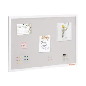 VEVOR CCB-2436 36"x24" White Cork Board with Linen Surface – Stylish Wall-Mounted Bulletin Board for Home, School, Office – Elegant & Functional Noticeboard