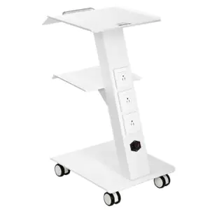 VEVOR K-SH001 Lab Trolley, Rolling Lab Cart with Built-in Socket, 3-Layer Metal Mobile Trolley, Tray Rolling Clinic Cart with Swivel Wheels, 220 lbs Weight Capacity, for Lab, Clinic, Beauty and Salon