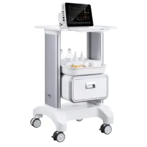 VEVOR Y-1T1C 2 Tiers Lab Carts Mobile Medical Cart with 1 Drawer & 1 Top Tray White, Trolley Storage Cart with ABS Material, Lab Rolling Cart with 4 Silent Wheels for Lab, Clinic, Hospital, Salon, Office