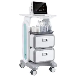 VEVOR FY-1T2C 3 Tiers Lab Carts Mobile Medical Cart with 2 Drawers & 1 Top Tray White, Trolley Storage Cart with ABS Material, Lab Rolling Cart with 4 Silent Wheels for Lab, Clinic, Hospital, Salon, Office