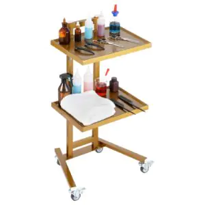 VEVOR 140302 2 Tiers Stainless Steel Lab Carts with 2 Trays & 4 Silent Wheels Golden, Lab Serving Cart Utility Cart Stainless Steel Medical Cart, Lab Carts with 2 Drawers & Top Tray, Lab Rolling Cart for Lab, Clinic, Hospital, Salon, Office