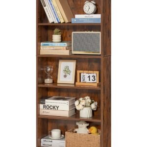 VEVOR GS5-Z 5 Tiers Narrow Bookshelf 53" Wooden