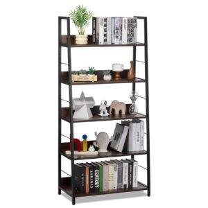 VEVOR C240729W-01 Metal Bookshelf Rustic Bookcase 5-Tier