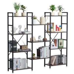VEVOR C240729W-04 Metal Bookshelf Rustic Bookshelf 11-Tier