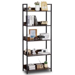 VEVOR C240729W-03 Metal Bookshelf Open Bookshelf 5-Tier