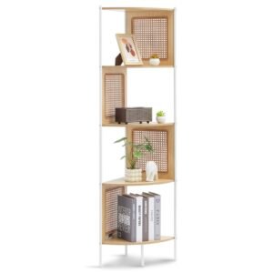 VEVOR HY-BTZJJ-009 Rattan Corner Bookshelf 5-Tier