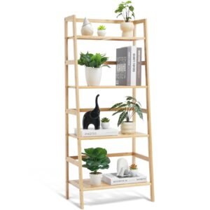 VEVOR OPX-BNLS-4T-N 4-Tier Bamboo Ladder Shelf