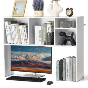 VEVOR KLBS-02 Desktop Bookshelf White Desktop Storage Organizer