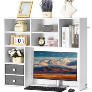 VEVOR KLBS-11 Desktop Bookshelf White Desktop Storage Organizer