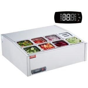VEVOR E27TW-G Refrigerated Condiment Prep Station 140 W