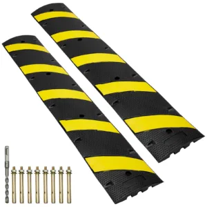 VEVOR RS1830A-2 2PCs 6 ft/72'' Rubber Speed Hump 2 Channel 22000 lbs